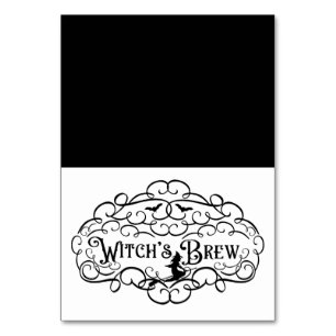 Witch's Brew Vintage Elegant Halloween Food Tent Table Number