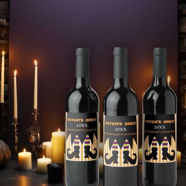 Witch's Brew Wine Label (Customizable Halloween Witch's Brew stickers to add to your elixirs.)