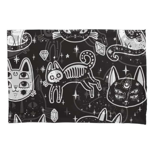 Witch's Cat: Vintage Isolated Illustration Pillowcase (Front)