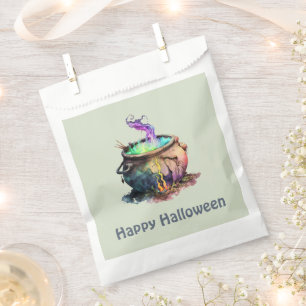 Witch's Cauldron Smoke Green Happy Halloween Favour Bag