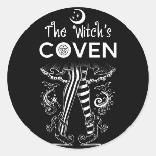Witch's Coven Witch Legs Black White Halloween  Classic Round Sticker