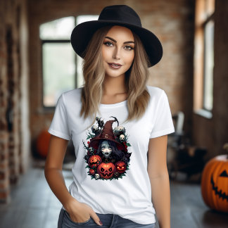 Witch's crane t-shirt and horror pumpkin