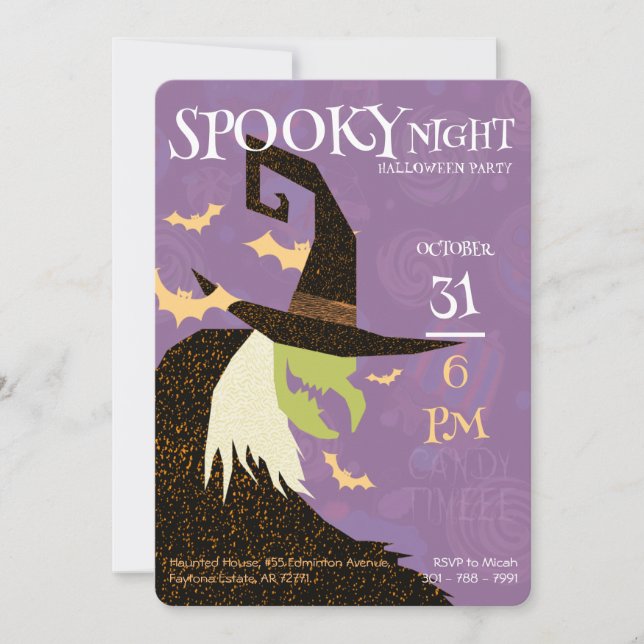Witch's Halloween Invitation (Front)