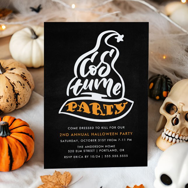 Witch's Hat Typography Halloween Party Invitation (Creator Uploaded)