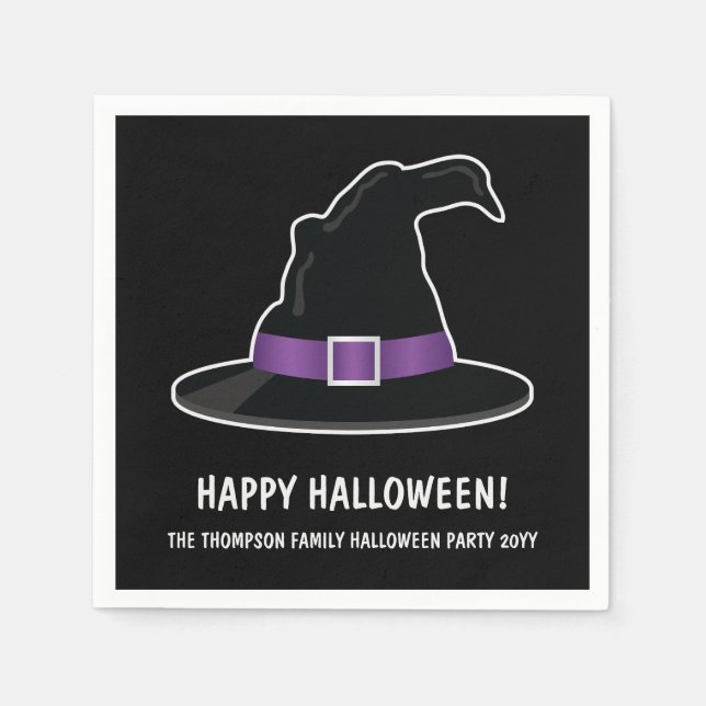 Witch's Hat With Purple Details Happy Halloween Napkin (Front)