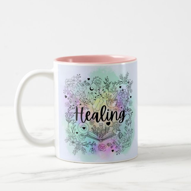 Witch's Healing Touch: Enchanting Design Two-Tone Coffee Mug (Left)