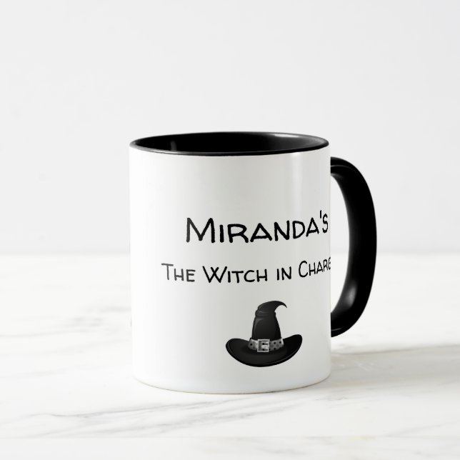 Witch's Kitchen Magic Personalise Name Black Mug (Front Right)