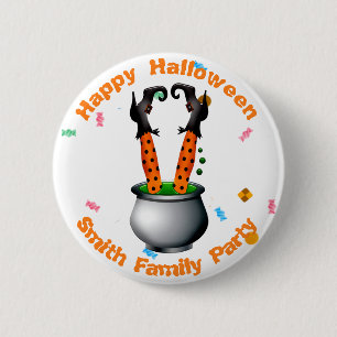 Witch's Legs & Brew in Orange & Black 6 Cm Round Badge