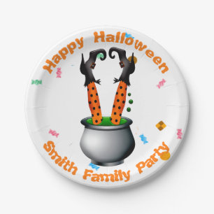 Witch's Legs & Brew in Orange & Black Paper Plate