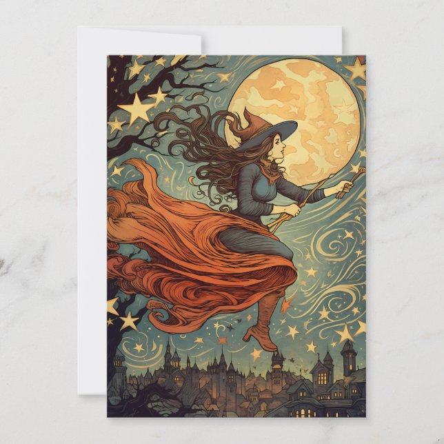 Witch's Midnight Flight Invitation (Front)