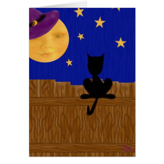 Witch's Moon Halloween Birthday Greeting Card