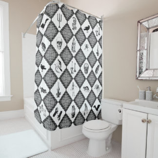 Witch's Patchwork Quilt Wiccan Sherpa Blanket Shower Curtain