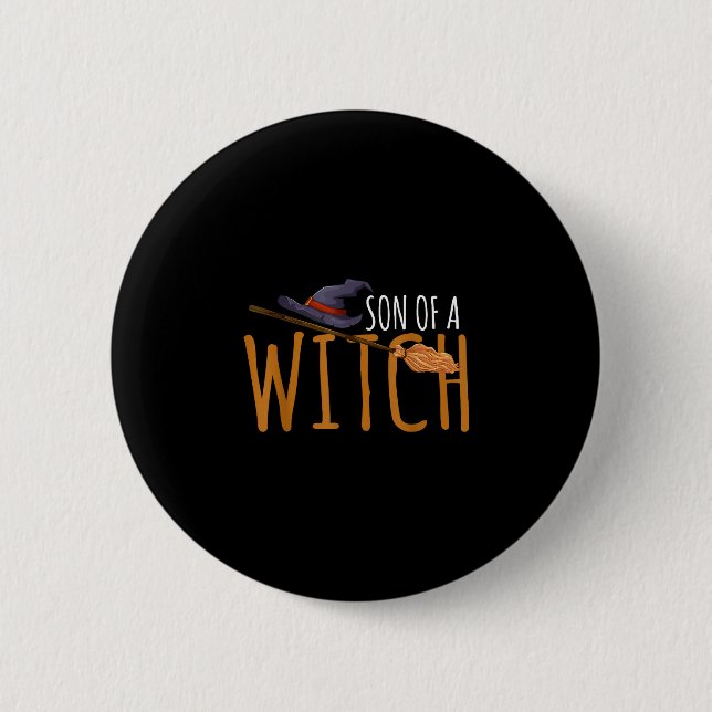 Witch's son halloween hat  6 cm round badge (Front)
