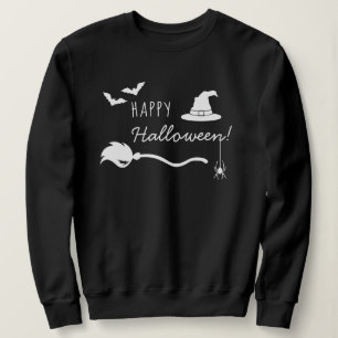 Witch's Stuff, Spider, Bats Happy Halloween Text Sweatshirt