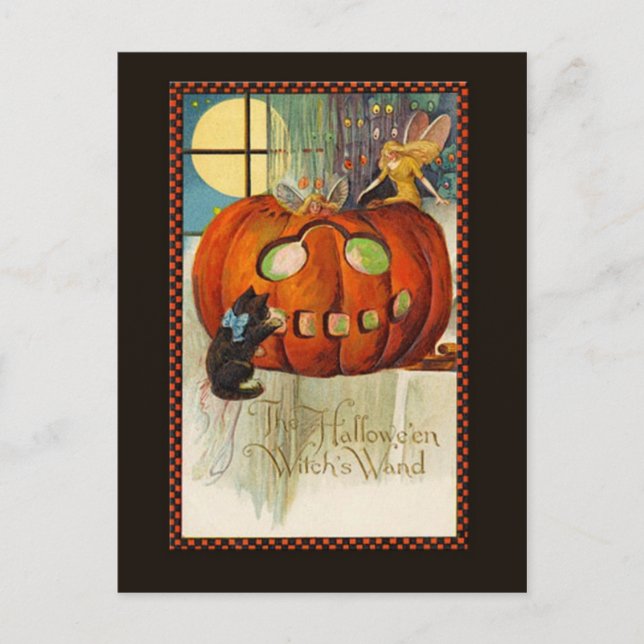 Witch's Wand Halloween Postcard (Front)