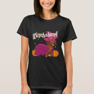 Witchshund Dachshund Dog In Witch Hat Halloween Co T-Shirt