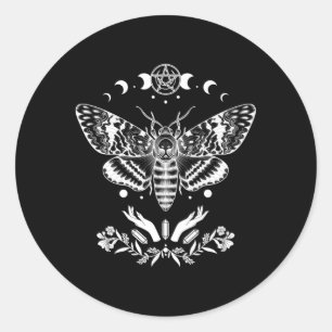 Witchy Aesthetic Mystic Death Hawk Moth Wiccan Moo Classic Round Sticker