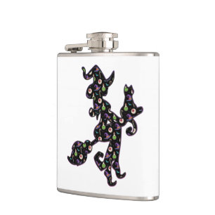 Witchy And Cat, Halloween Mood Hip Flask