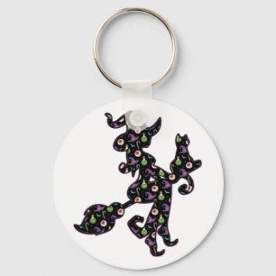 Witchy And Cat, Halloween Mood Key Ring