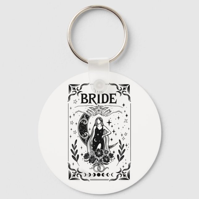 Witchy Bachelorette Bride Coven Gothic Wedding Key Ring (Front)