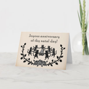 Witchy Black Cat Dancing Shakespearian Birthday Card