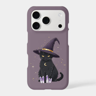 Witchy Black Cat Hat Crystals iPhone Case