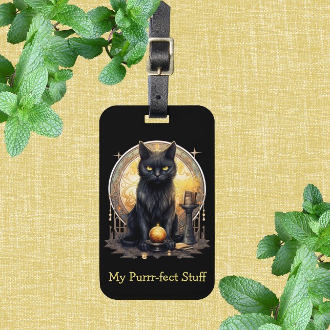 Witchy Black Cat Luggage Tag (Creator Uploaded)