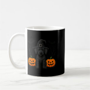 Witchy Black Labradoodle Dog Halloween Spooky Bats Coffee Mug