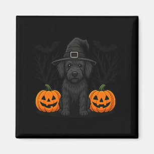 Witchy Black Labradoodle Dog Halloween Spooky Bats Magnet