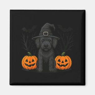 Witchy Black Labradoodle Dog Halloween Spooky Bats Magnet
