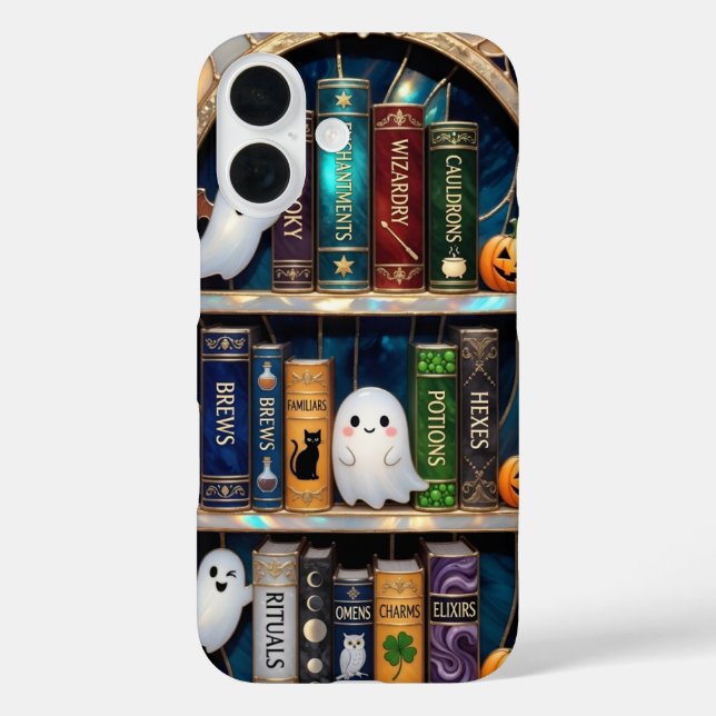 Witchy Bookshelf Phone Case Ghost Potions Hexes (Back)