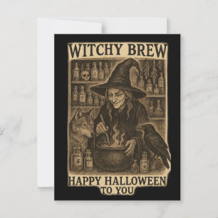 Witchy Brew Halloween Postcard