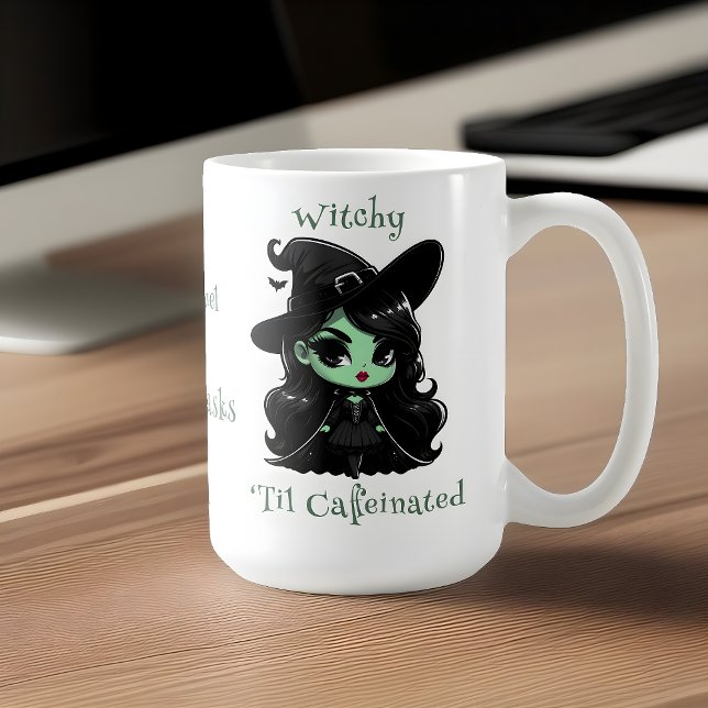 Witchy Brew: Sassy Sips for Everyday Magic Coffee Mug (Witchy mug for the office or home right side view)