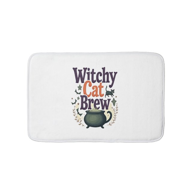 Witchy Cat Brew Bath Mat (Front)