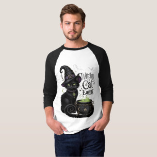 Witchy Cat Energy T-Shirt Men Halloween Tee