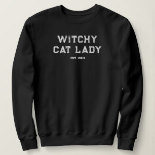 Witchy Cat Lady Custom Est. Date Cat Lovers Black Sweatshirt