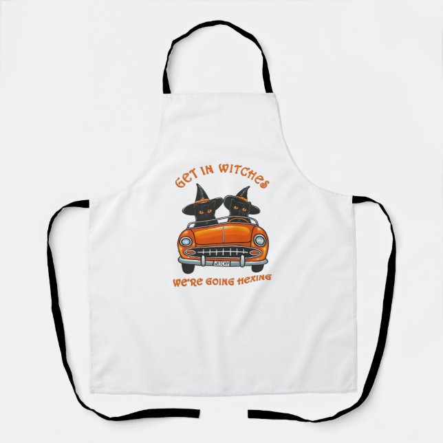 Witchy Cats Going Hexing Oversized T-Shirt Apron (Front)