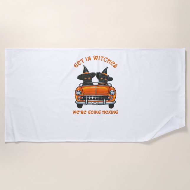 Witchy Cats Going Hexing Oversized T-Shirt Beach Towel (Front)