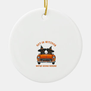 Witchy Cats Going Hexing Oversized T-Shirt Ceramic Ornament