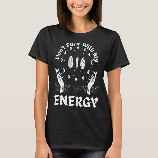 Witchy Celestial Moon And Crystals T-Shirt (Front)