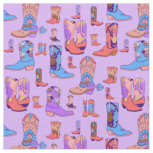 witchy cowgirl cowboy boots rodeo festival fabric