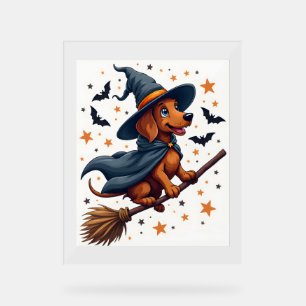 Witchy Dachshund Delight Acrylic Sign