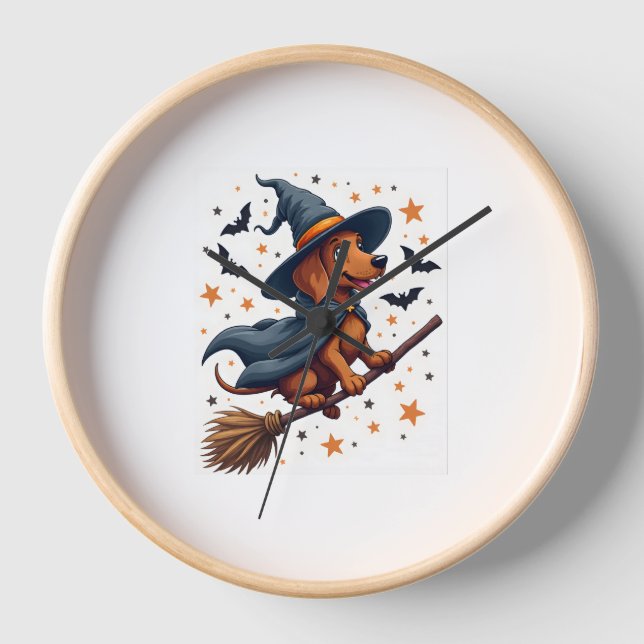 Witchy Dachshund Delight Clock (Front)