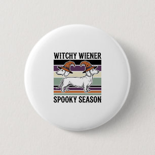 Witchy Dachshund Halloween Vintage Engraving Dog S 6 Cm Round Badge