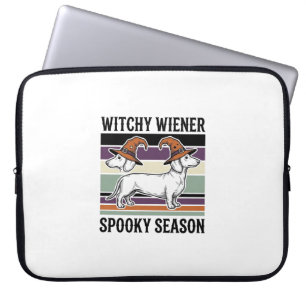 Witchy Dachshund Halloween Vintage Engraving Dog S Laptop Sleeve