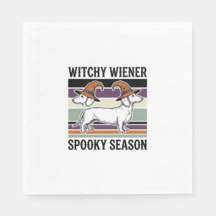 Witchy Dachshund Halloween Vintage Engraving Dog S Napkin