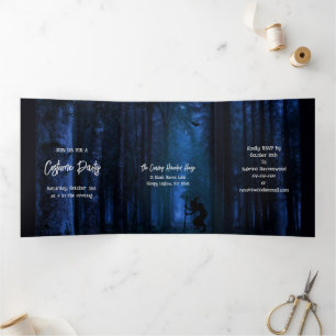Witchy Forest Halloween Party Tri-Fold Invitation