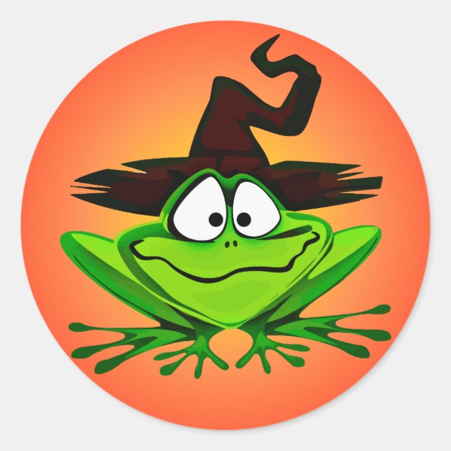 Witchy Frog Red Classic Round Sticker (Front)