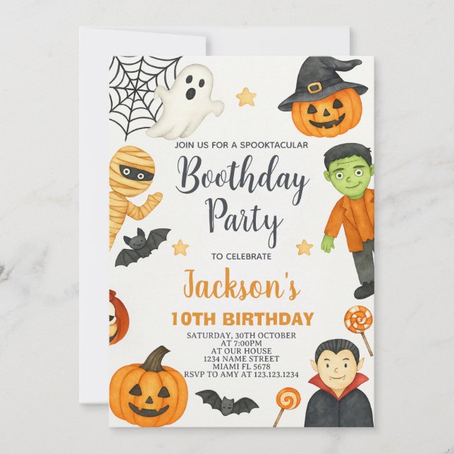 Witchy Fun Kids Halloween Birthday Invitation (Front)