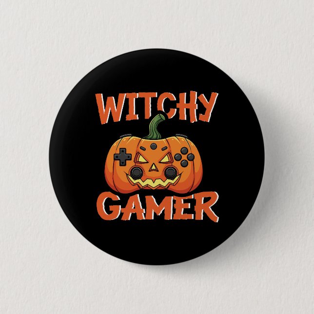 Witchy Gamer Halloween 6 Cm Round Badge (Front)